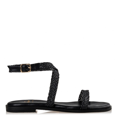 Theros flat sandals designed by mairibo , black, Black, medium