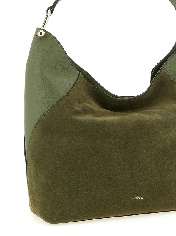 Bicolor calfskin shoulder bag-null