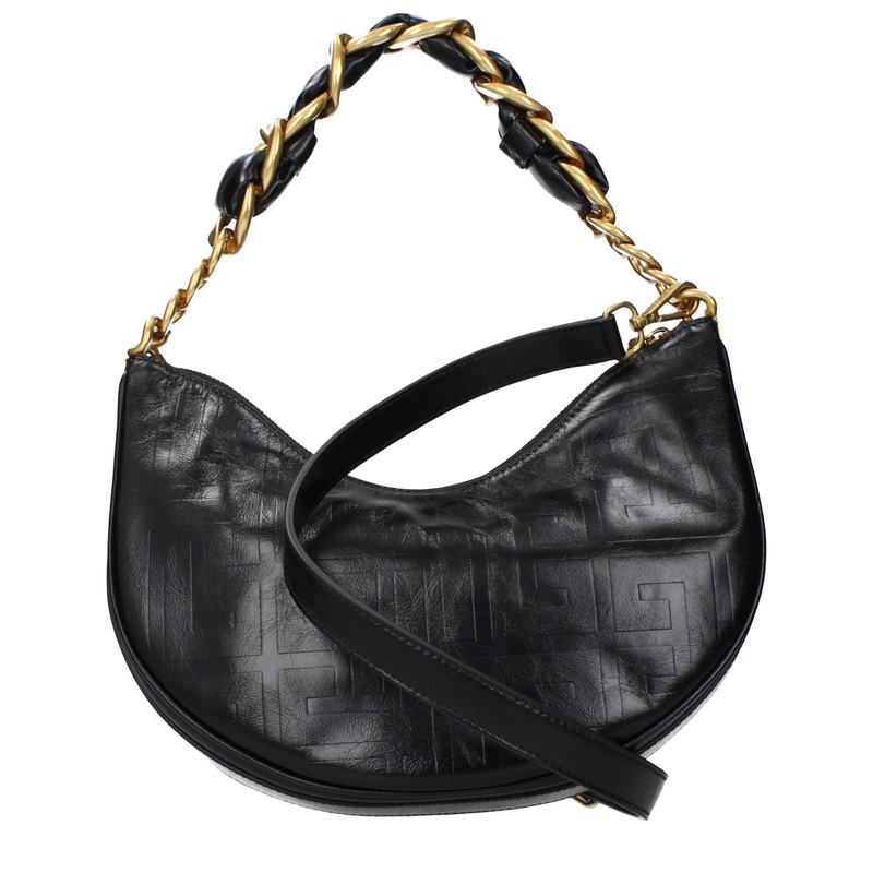 Black leather shoulder bag-null