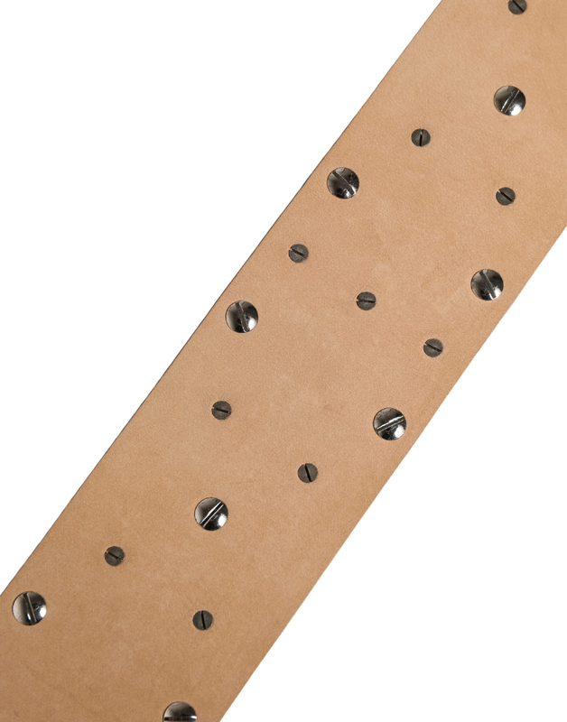 Silver leather crystal metal buckle belt-null