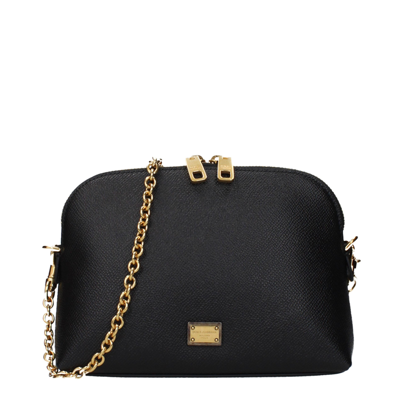 Black leather shoulder bag-null