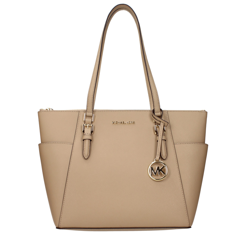 Beige leather shoulder bag-null