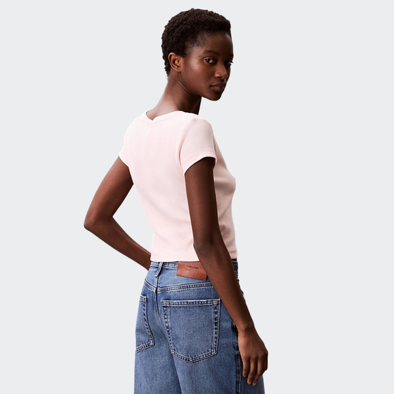 Woven label rib baby tee-null