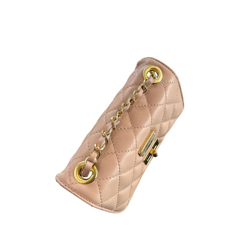 Pink leather women crossbody bag-null