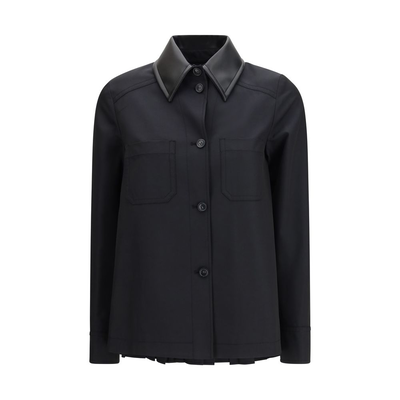 Black polyester shirt, Black, medium