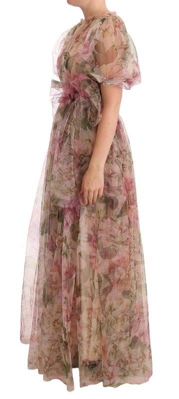 Multicolor floral print long maxi gown dress-null