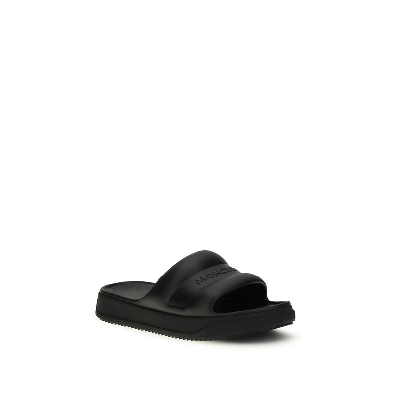 Black rubber flat sandals-null