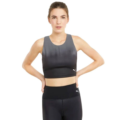 Studio ombre racerback crop top, Black / Ivory, medium