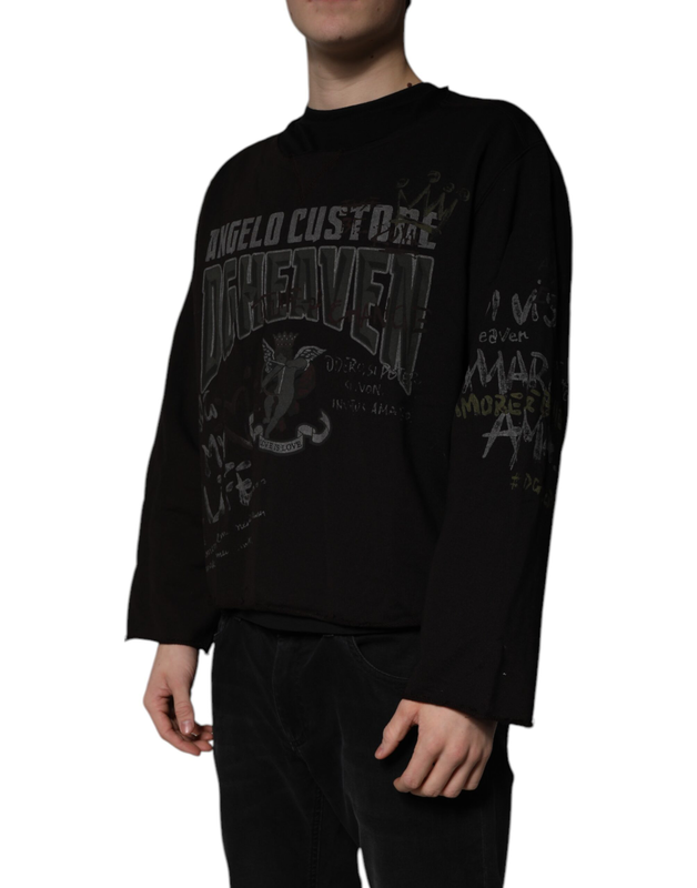 Black dg heaven crew neck pullover sweater-null