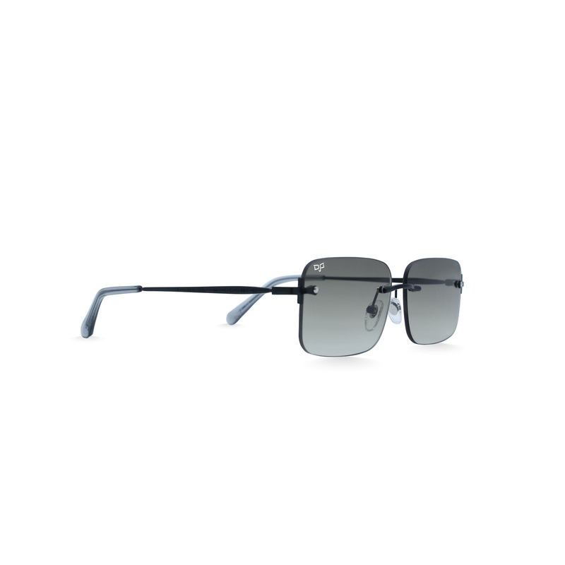 OJO sunglasses everyday black frame and temples with handmade tips and grey black lenses rx-null