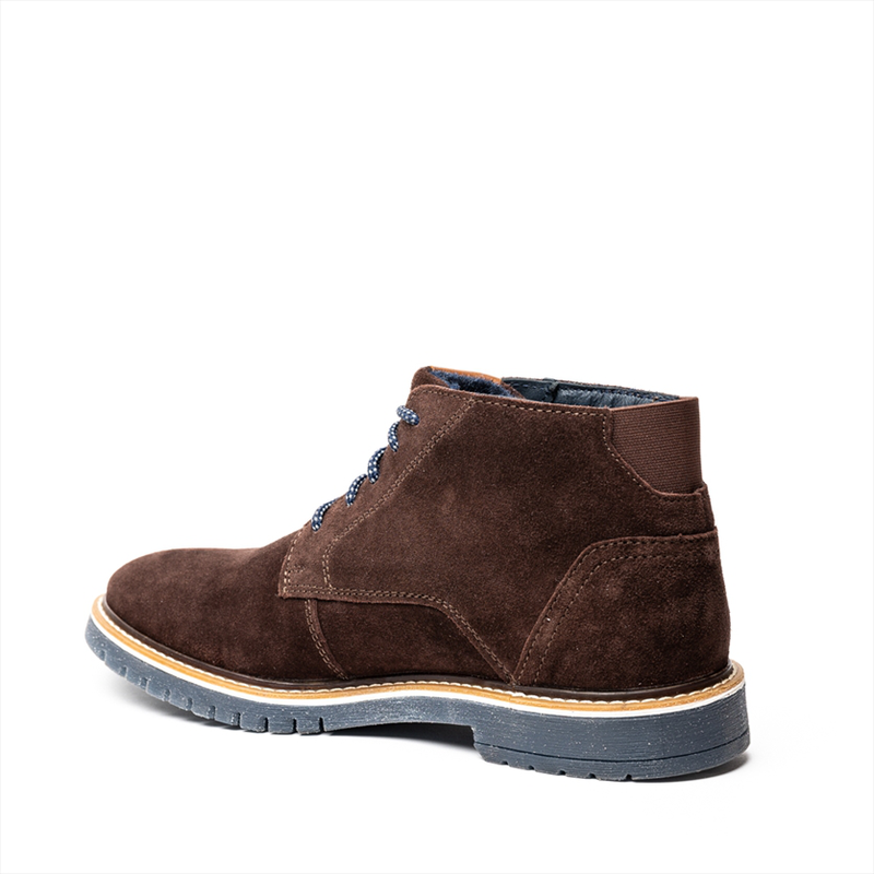 Boston ankle height desert boots with blue outsole image number null