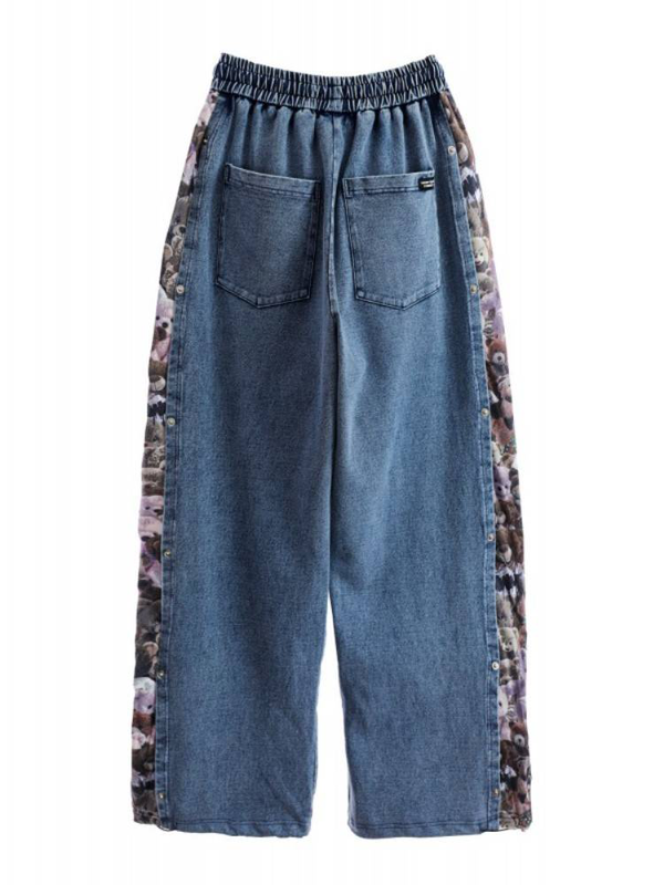 Mwm teddy print denim pants-null