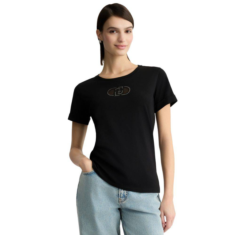 Product image: Cotton t-shirt with logo and rhinestones-null