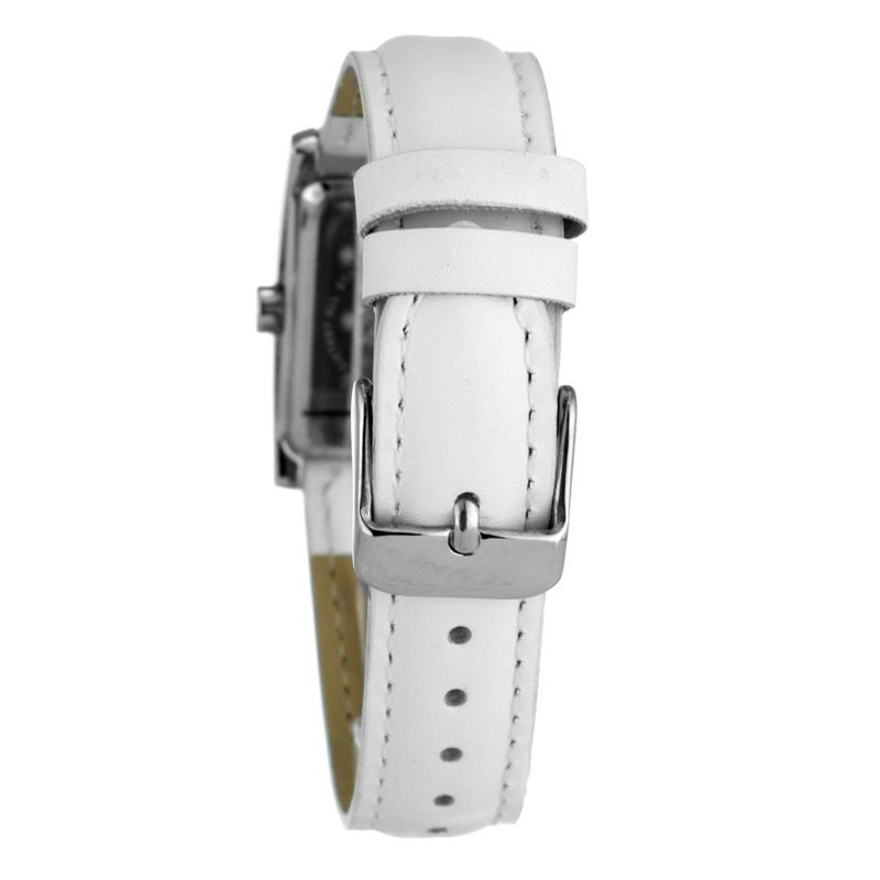 White leather dress watch-null