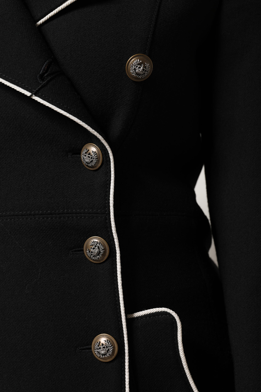 Black wool double breasted blazer jacket-null