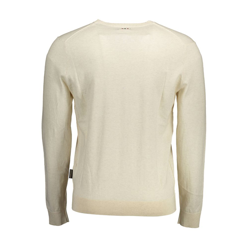 Beige cotton men's long sleeve shirt-null