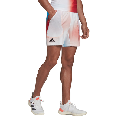 Adidas men melbourne tennis ergo printed 7-inch shorts (h619, White, medium
