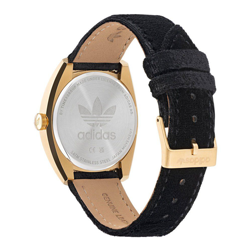 Black leather dress watch-null