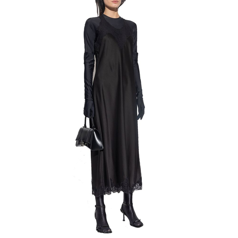 Black acetate casual dress-null
