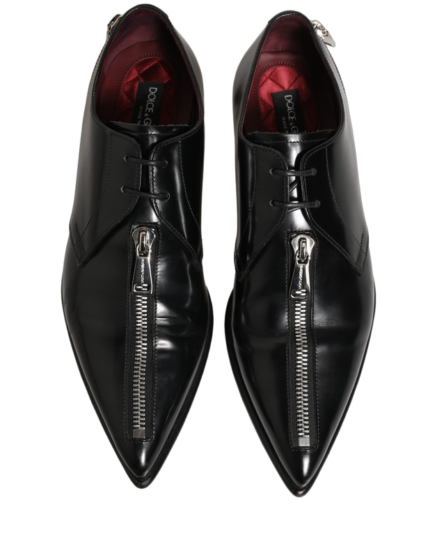 Black leather men derby dress formal shoes-null