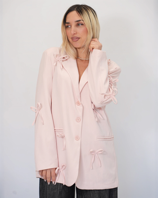 Oversized blazer with bow 87015-null
