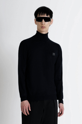 Knitted top slim fit, Black, medium
