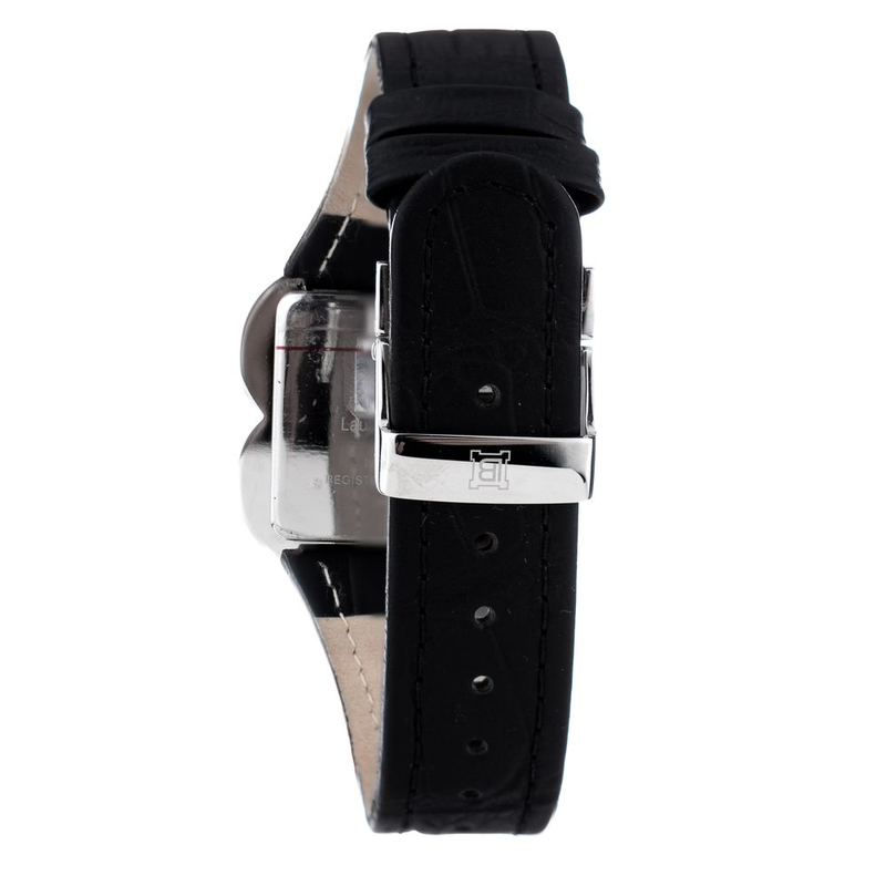 Black leather dress watch-null