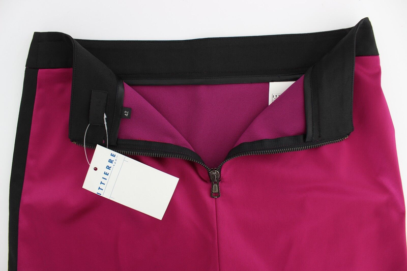 Pink black above knees cotton stretch skirt-null