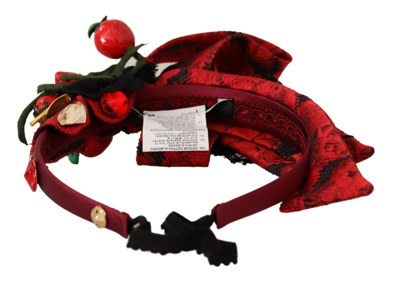 Red tiara berry fruit crystal bow hair diadem headband-null