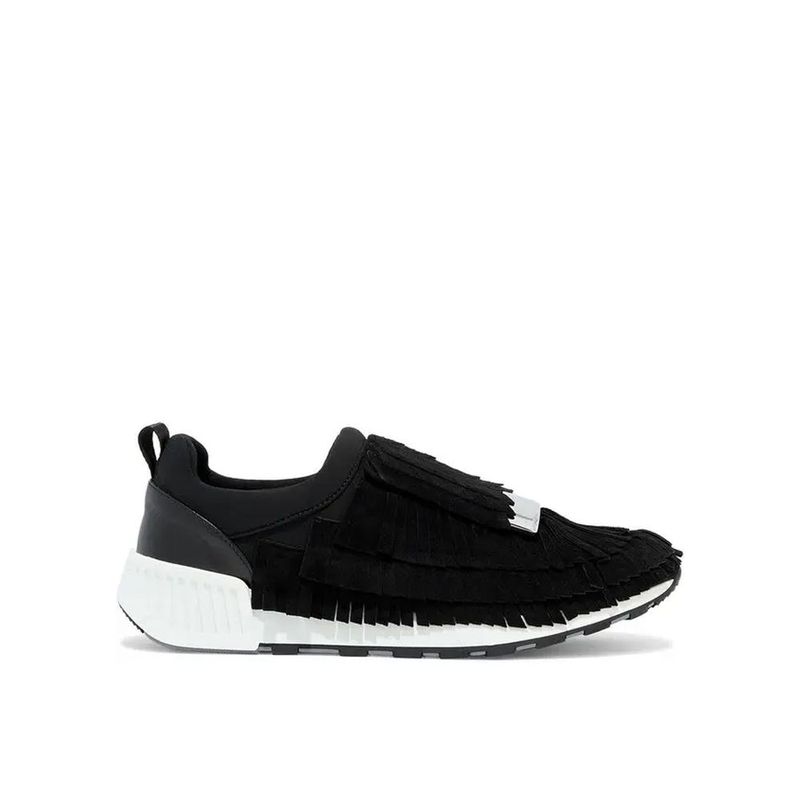 Black fabric athletic sneakers-null