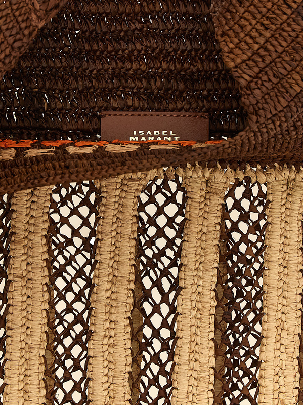 Brown raffia shoulder bag-null