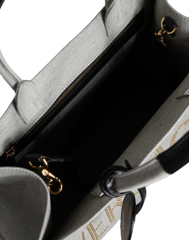 White top handle canvas leather logo crossbody tote bag-null