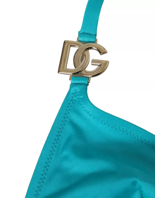 Blue green halter dg logo swimwear beachwear bikini top-null