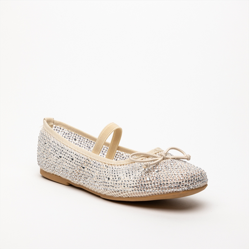 Miss belgini mesh girls ballerinas with rhinestones image number null