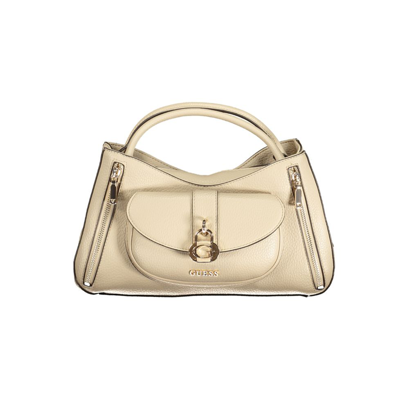 Beige polyurethane women handbag-null