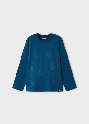 Μπλουζα μακρυμ puff print, Ocean blue, medium