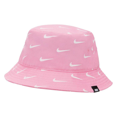 Nike swoosh print kids bucket hat, Pink / White, medium