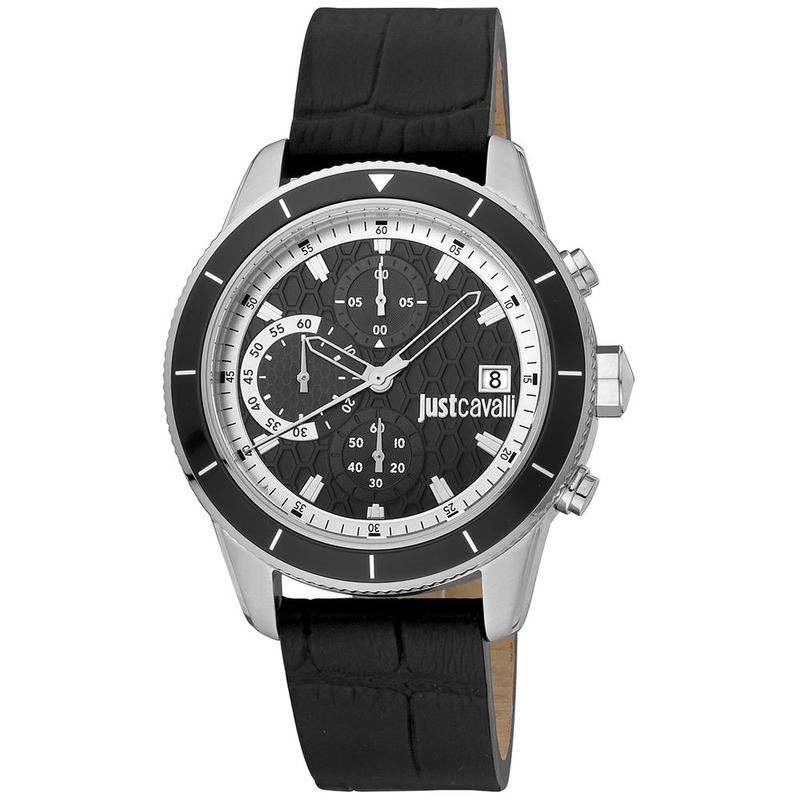Black leather watch-null