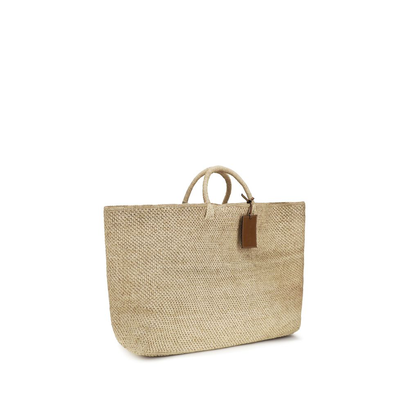 Beige raffia handbag-null