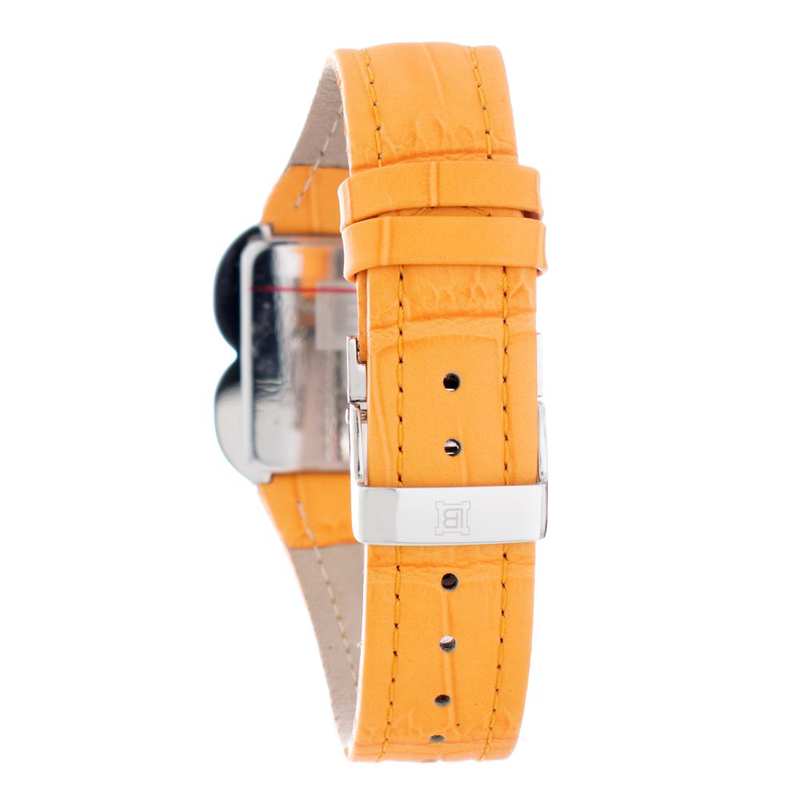 Orange leather dress watch-null