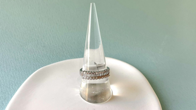 Silver ring with white zircon, , medium