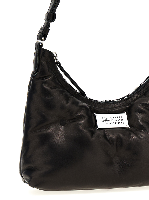 Black lamb leather shoulder bag-null