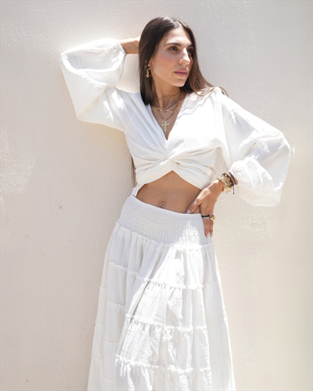Zande esmeralda maxi skirt and wrap top set an36-null