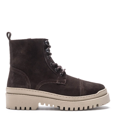 Brown suede lace up boots