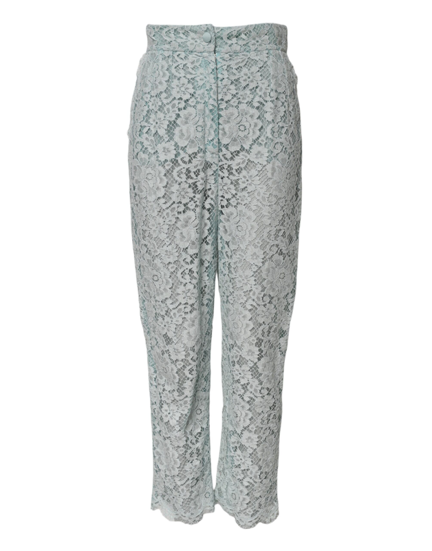 Mint green cotton floral lace trousers pants-null