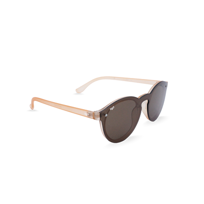 OJO sunglasses trend round matte transparent light brown frame and temples with brown lenses, , medium