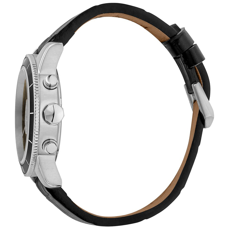 Black leather watch-null