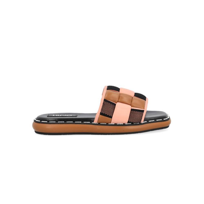 Amelia bold sandal with woven strap, Brown / Pink, medium
