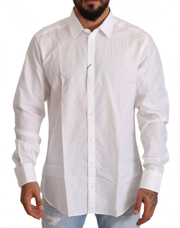 White cotton slim fit men martini shirt-null