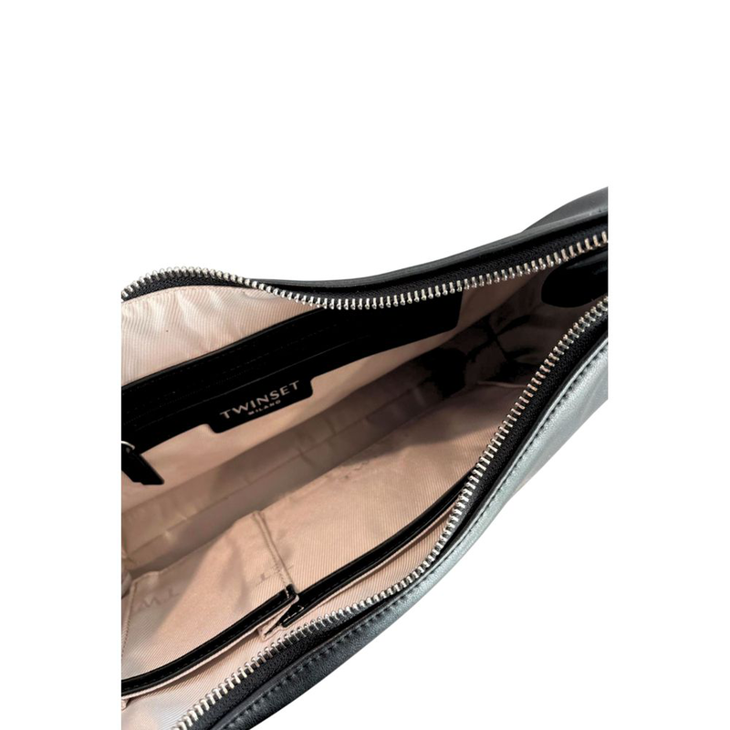 Black pu women shoulder bag-null